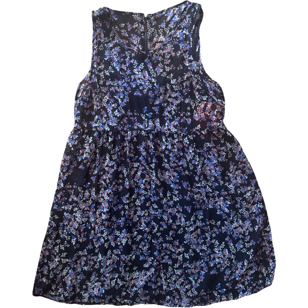Black Semi Shear Floral Sleeveless Express Dress M